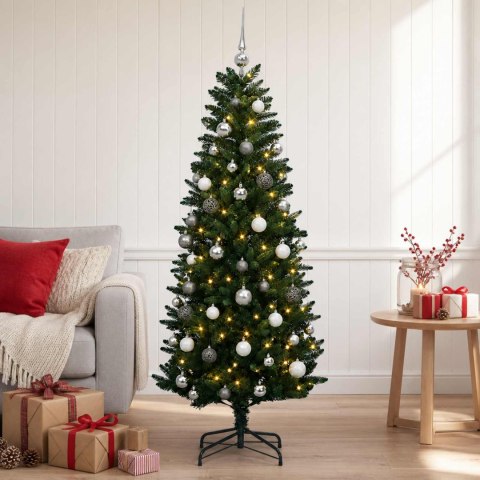 VidaXL Sztuczna choinka z zawieszkami 150 cm 150 LED Ciepła biel