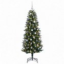 VidaXL Sztuczna choinka z zawieszkami 210 cm 300 LED Ciepła biel