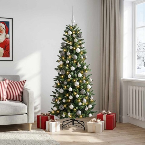 VidaXL Sztuczna choinka z zawieszkami 240 cm 300 LED Ciepła biel