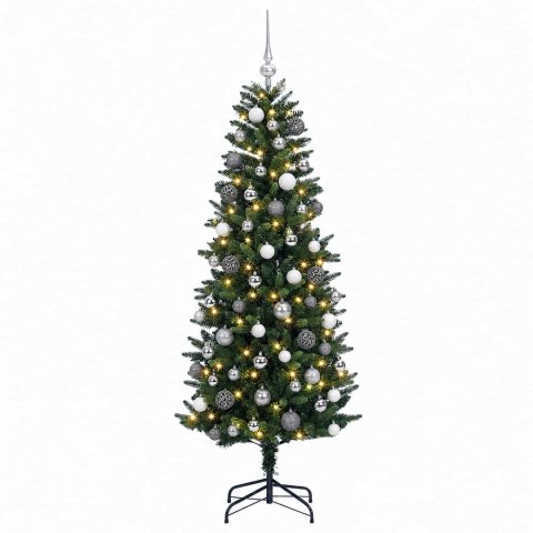 VidaXL Sztuczna choinka z zawieszkami 240 cm 300 LED Ciepła biel