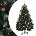 VidaXL Sztuczna choinka zielona z bombkami 150 cm 150 LED Ciepła biel