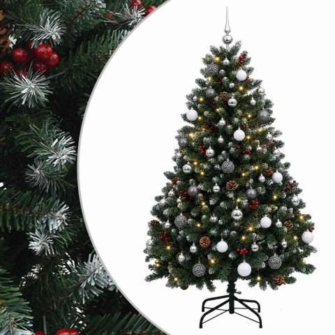 VidaXL Sztuczna choinka zielona z bombkami 150 cm 150 LED Ciepła biel