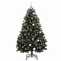 VidaXL Sztuczna choinka zielona z bombkami 150 cm 150 LED Ciepła biel