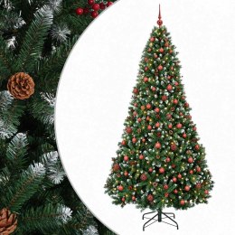 VidaXL Sztuczna choinka zielona z bombkami 180 cm 300 LED Ciepła biel