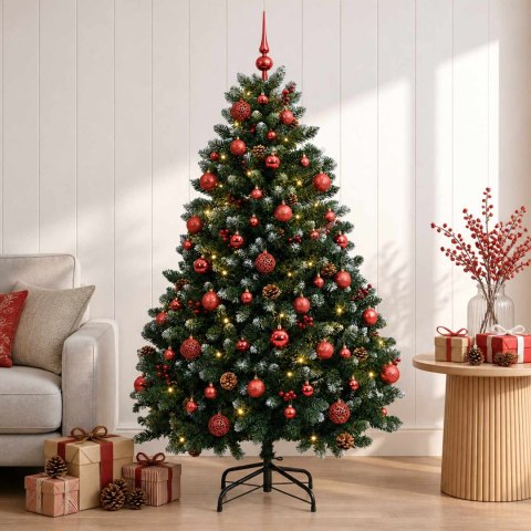VidaXL Sztuczna choinka zielona z bombkami 180 cm 300 LED Ciepła biel
