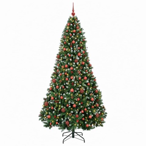 VidaXL Sztuczna choinka zielona z bombkami 180 cm 300 LED Ciepła biel