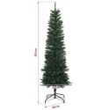 VidaXL Sztuczna wąska choinka z bombkami 210 cm 300 LED Ciepła biel