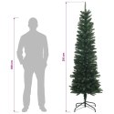 VidaXL Sztuczna wąska choinka z bombkami 210 cm 300 LED Ciepła biel