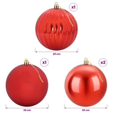 VidaXL Zestaw bombek choinkowych XXL 4 szt. czerwony śr. 20 cm
