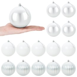 VidaXL Zestaw bombek świątecznych XL 15 szt. Biały śr. 10 cm