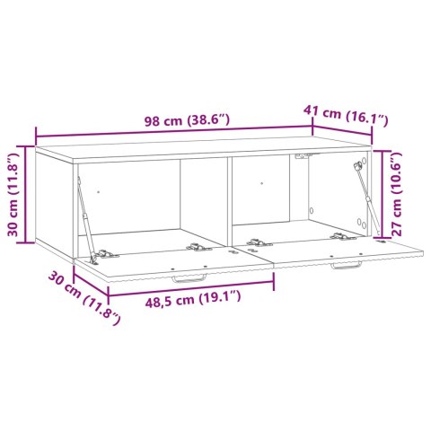 VidaXL Szafka RTV montowana na ścianie Szary Sonoma 98 x 41 x 30 cm