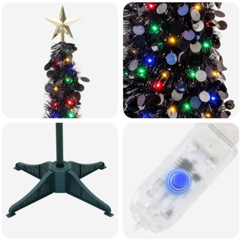 VidaXL Choinka LED pop-up z gwiazdą na czubku 120 cm 50 LED PET Czarny