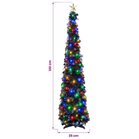 VidaXL Choinka LED pop-up z gwiazdą na czubku 120 cm 50 LED PET Czarny