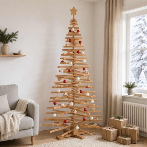 VidaXL Drewniana choinka KOTKA 210 cm Lite drewno sosnowe