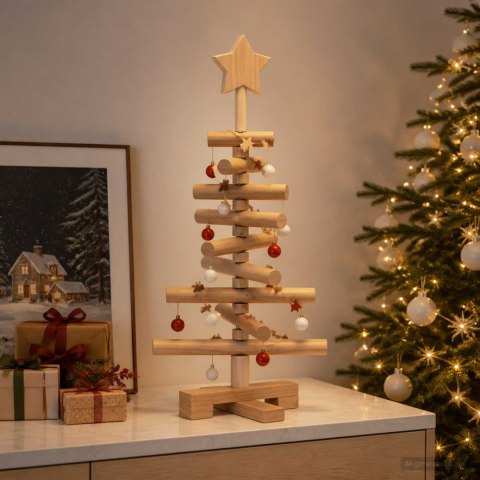 VidaXL Drewniana choinka KOTKA 60 cm Lite drewno sosnowe