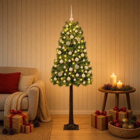 VidaXL Sztuczna choinka na zawiasach z bombkami 150 cm 150 LED