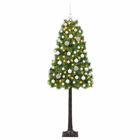 VidaXL Sztuczna choinka na zawiasach z bombkami 150 cm 150 LED