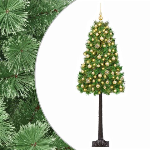 VidaXL Sztuczna choinka na zawiasach z bombkami 150 cm 150 LED