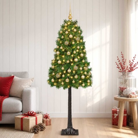 VidaXL Sztuczna choinka na zawiasach z bombkami 150 cm 150 LED