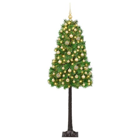 VidaXL Sztuczna choinka na zawiasach z bombkami 150 cm 150 LED