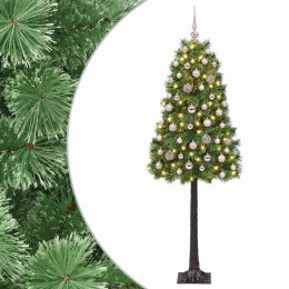 VidaXL Sztuczna choinka na zawiasach z bombkami 150 cm 150 LED