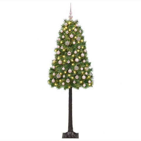 VidaXL Sztuczna choinka na zawiasach z bombkami 150 cm 150 LED