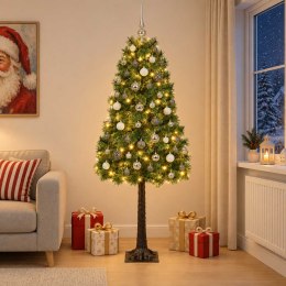 VidaXL Sztuczna choinka na zawiasach z bombkami 150 cm 150 LED