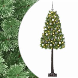 VidaXL Sztuczna choinka na zawiasach z bombkami 150 cm 150 LED