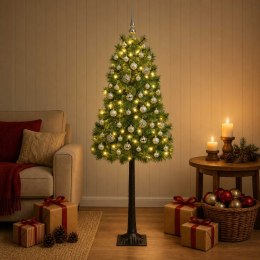 VidaXL Sztuczna choinka na zawiasach z bombkami 150 cm 150 LED