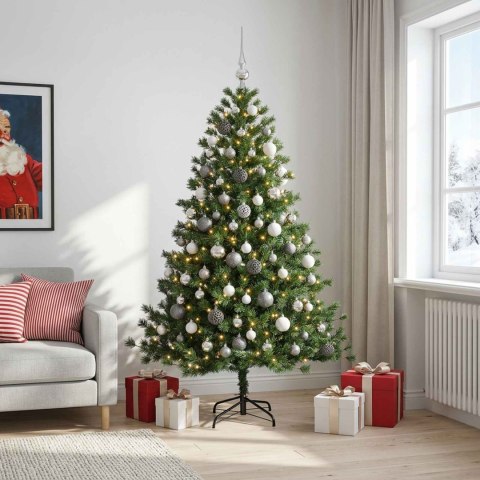 VidaXL Sztuczna choinka z bombką 180 cm 300 LED Ciepła biel