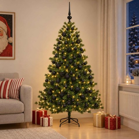 VidaXL Sztuczna choinka z bombką 180 cm 300 LED Ciepła biel