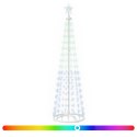 VidaXL Choinka stożkowa LED 180 cm 250 LED RGB Stal Biały