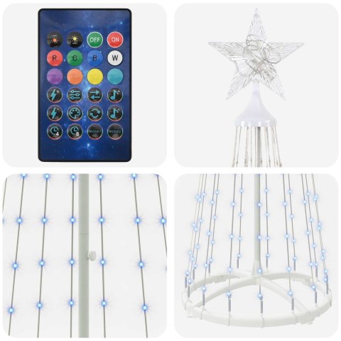 VidaXL Choinka stożkowa LED 180 cm 250 LED RGB Stal Biały