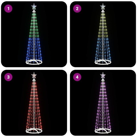 VidaXL Choinka stożkowa LED 180 cm 250 LED RGB Stal Biały