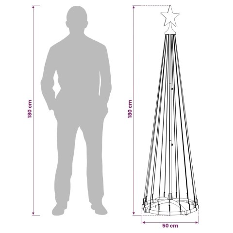 VidaXL Choinka stożkowa LED 180 cm 250 LED RGB Stal Biały