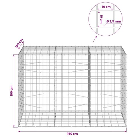 VidaXL Gabion z drutu 3,5 mm i siatką 10x10 cm 150x100x100 cm