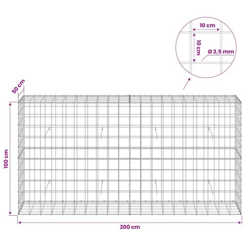 VidaXL Gabion z drutu 3,5 mm i siatką 10x10 cm 200x50x100 cm