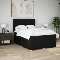 VidaXL Łóżko kontynentalne z materacem, czarne, tkanina 140x200 cm