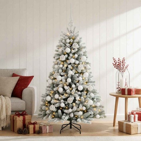 VidaXL Sztuczna choinka z bombkami 120 cm 150 LED Ciepła biel