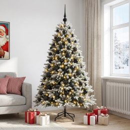 VidaXL Sztuczna choinka z bombkami 210 cm 300 LED Ciepła biel