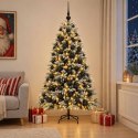 VidaXL Sztuczna choinka z bombkami 210 cm 300 LED Ciepła biel
