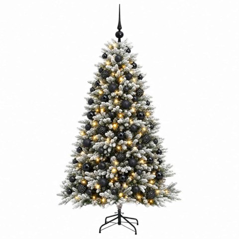 VidaXL Sztuczna choinka z bombkami 210 cm 300 LED Ciepła biel