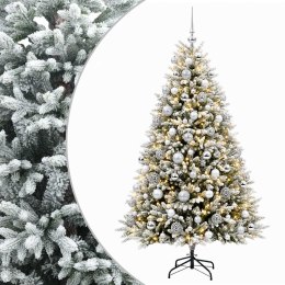 VidaXL Sztuczna choinka z bombkami 210 cm 300 LED Ciepła biel