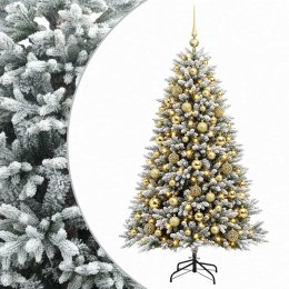 VidaXL Sztuczna choinka z bombkami 210 cm 300 LED Ciepła biel