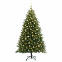 VidaXL Sztuczna choinka z bombkami 240 cm 300 LED Ciepła biel