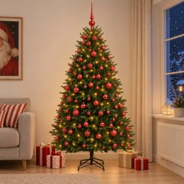 VidaXL Sztuczna choinka z bombkami 240 cm 300 LED Ciepła biel