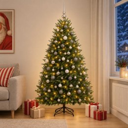 VidaXL Sztuczna choinka z bombkami 240 cm 300 LED Ciepła biel