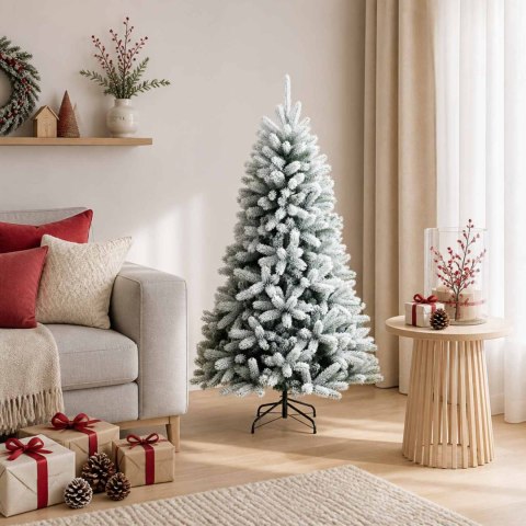 VidaXL Sztuczna choinka z zawiasami 120 cm PVC i Metal Zielono-biały