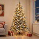 VidaXL Sztuczna choinka z zawiasami 210 cm 300 LED Ciepła biel