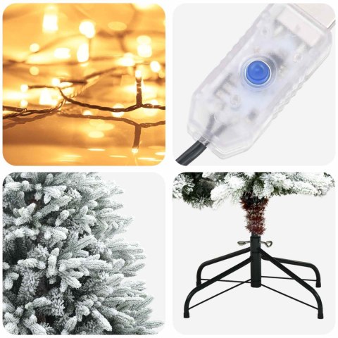 VidaXL Sztuczna choinka z zawiasami 210 cm 300 LED Ciepła biel